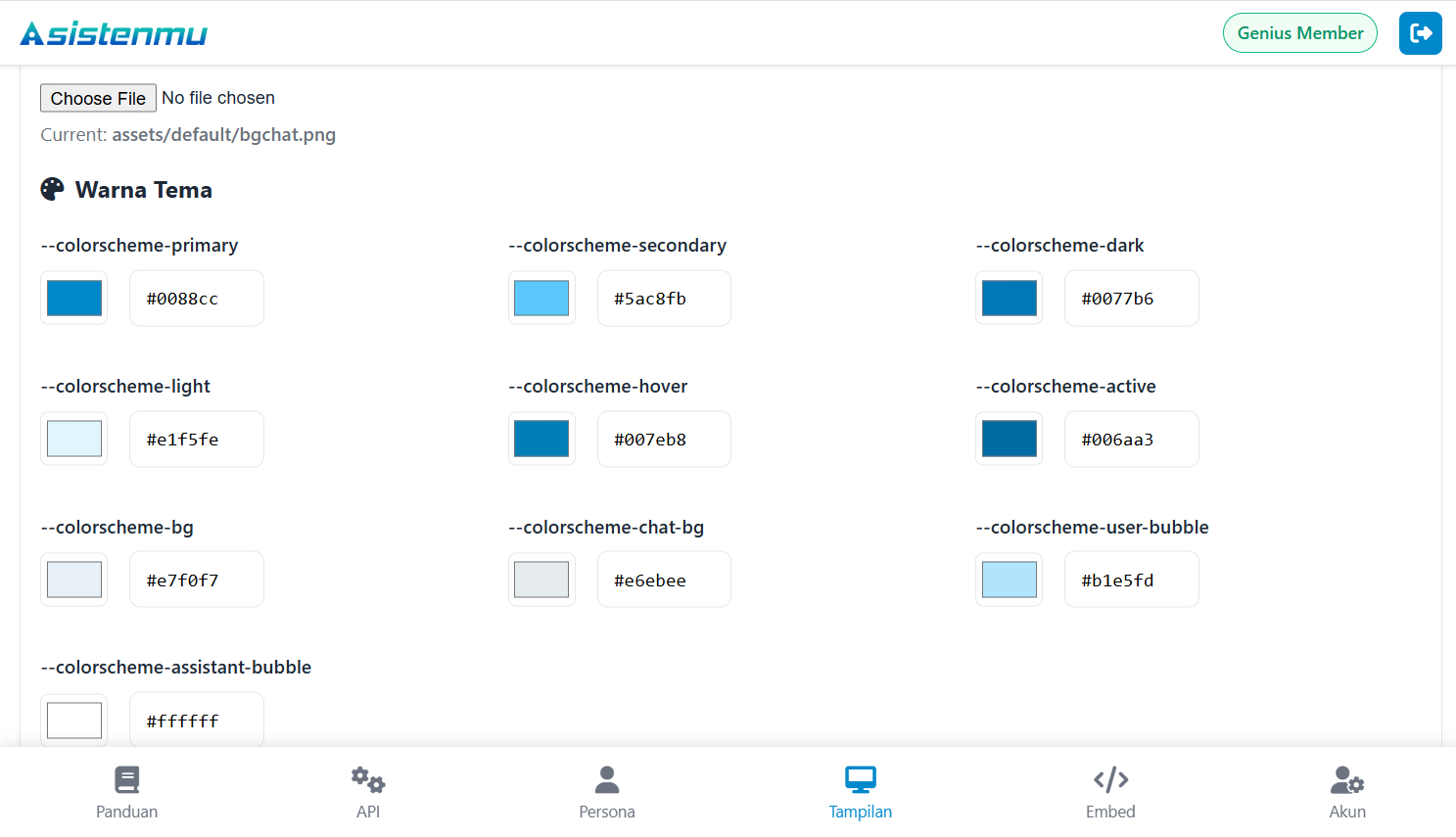 Dashboard Personalisasi Asistenmu